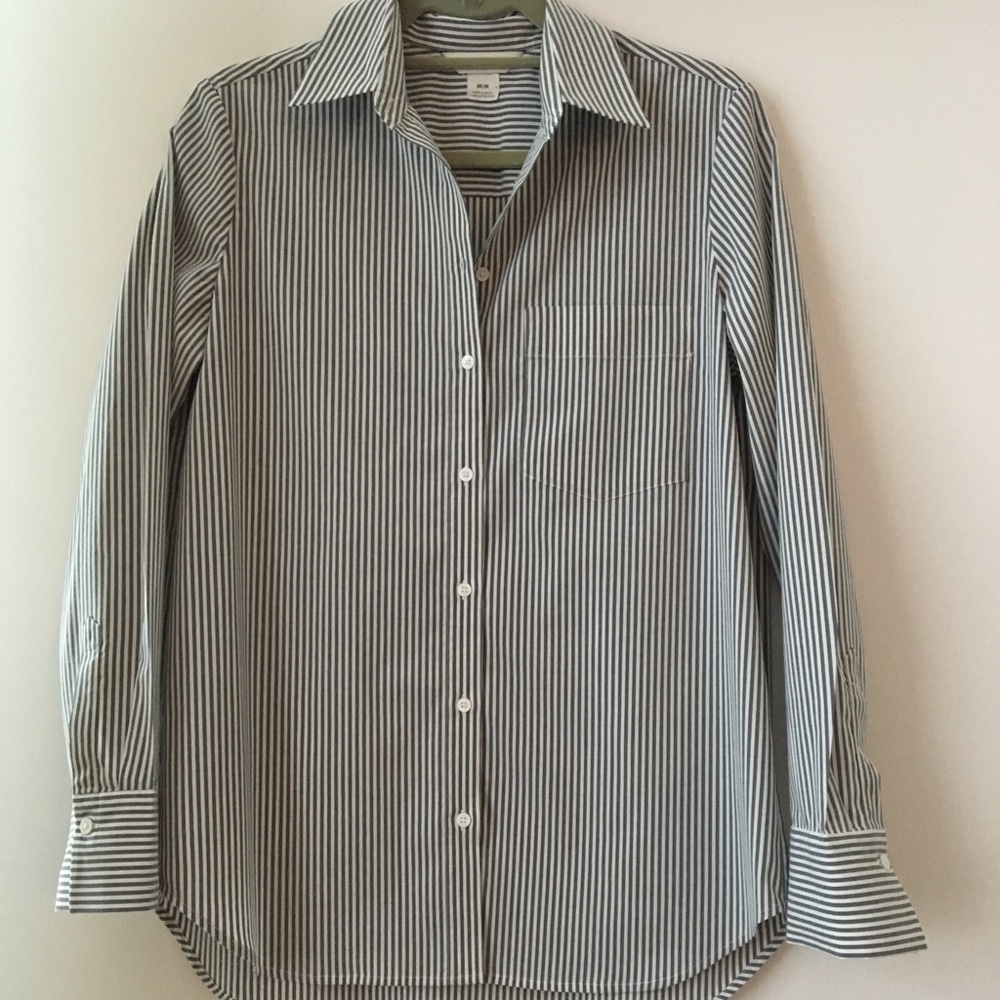 Club Monaco grey and white long sleeve button down